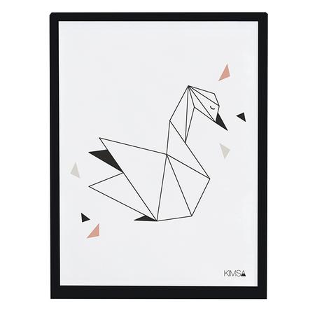 Poster mit Rahmen Origami Schwan