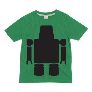 T-Shirt mit Kreidetafel, Roboter, grün